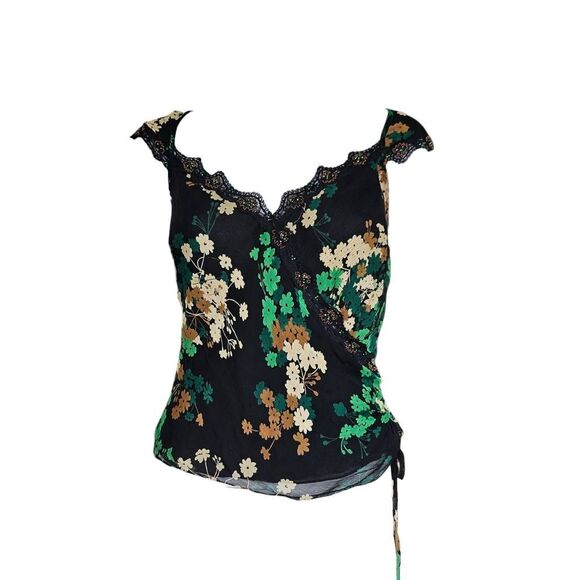 The Limited Tops - fairy silk + lace wrap-style blouse